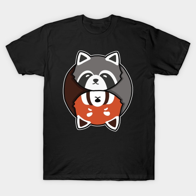 Ying Yang Raccoon And Red Panda T-Shirt by Luna Illustration